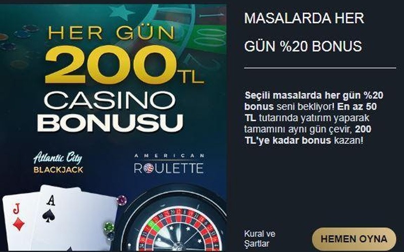 Anadolu Casino Bonus, Her Gün %20 Casino Bonusu